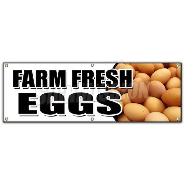 FARM FRESH EGGS BANNER SIGN organic range free milk dairy cheese brown